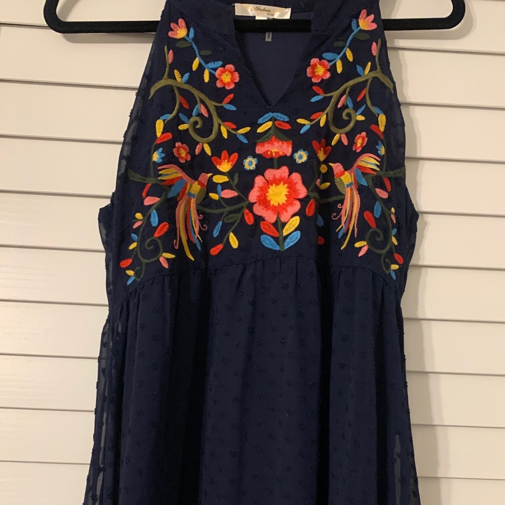 Andree by Unit Blue Embellished Halter Dress NWOT